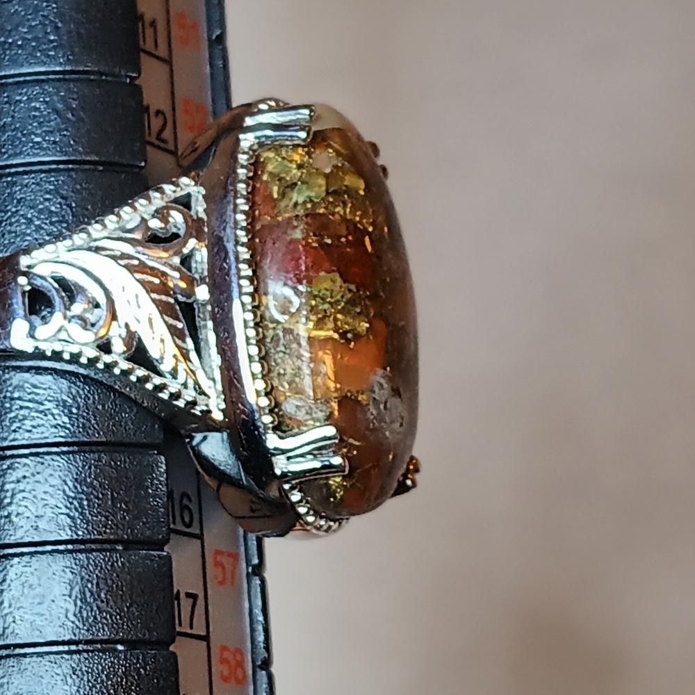 Size 7**Elongated Matrix Fire Opal Ring - Picture 10 of 13